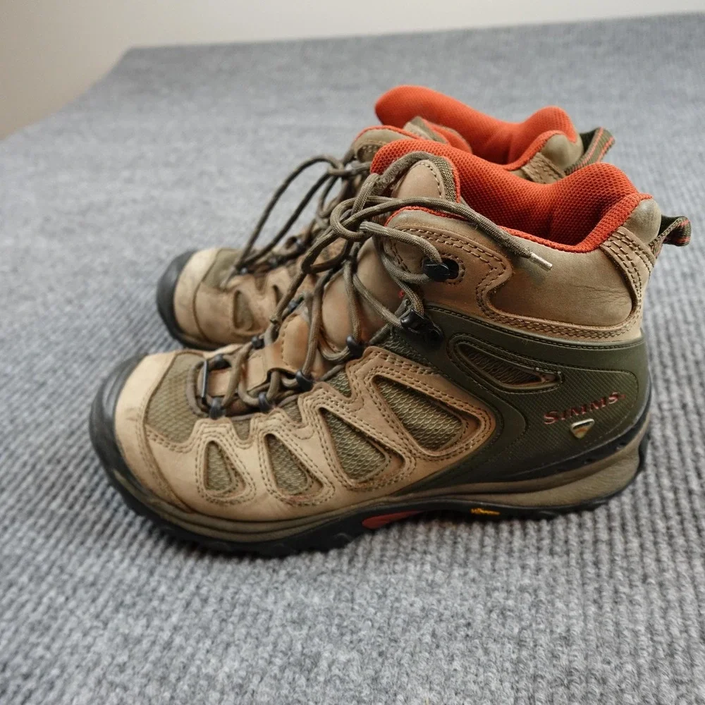 Simms Pursuit Gore-Tex Mid Hiking Boots Mens 10 Brown Leather Vibram Sole